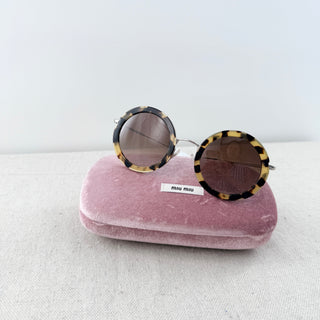 Miu Mu Light Havana / Brown Gradient Oversized Round Sunglasses