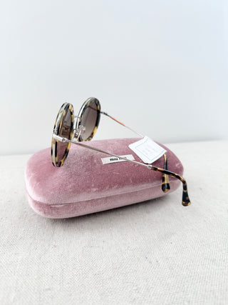 Miu Mu Light Havana / Brown Gradient Oversized Round Sunglasses