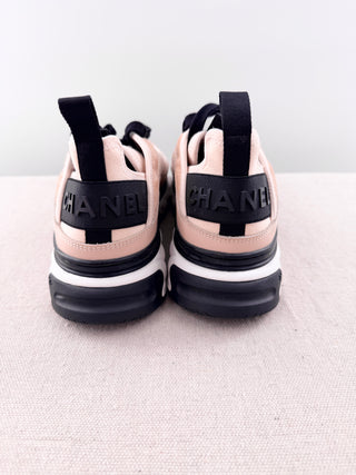 Chanel Suede Calfskin Nylon Grosgrain CC Low Top Sneakers Light Pink Women EU 39