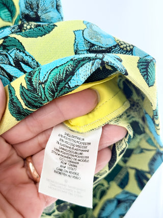 NWT Alice & Olivia Cady Floral High Waisted Tailored Trouser Short Yellow Blue 4