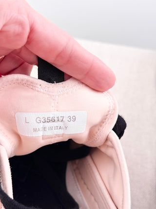 Chanel Suede Calfskin Nylon Grosgrain CC Low Top Sneakers Light Pink Women EU 39