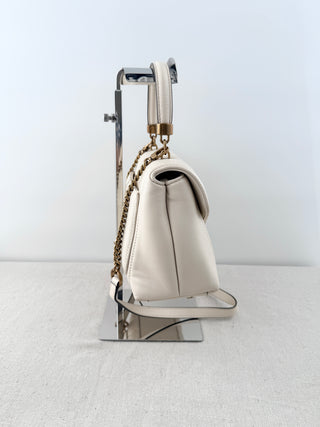 NWOT Tory Burch Kira Small Quilted Leather Top Handle Satchel Bag Cream
