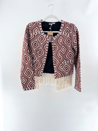 Tularosa boho jacket with fringe trim, S