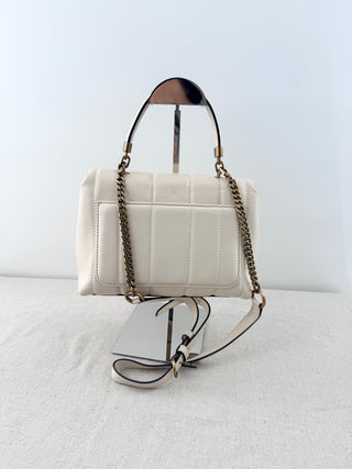 NWOT Tory Burch Kira Small Quilted Leather Top Handle Satchel Bag Cream