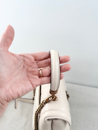 NWOT Tory Burch Kira Small Quilted Leather Top Handle Satchel Bag Cream
