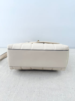 NWOT Tory Burch Kira Small Quilted Leather Top Handle Satchel Bag Cream