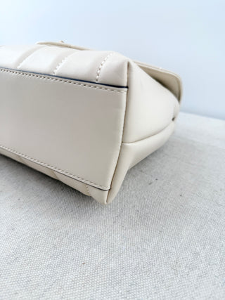 NWOT Tory Burch Kira Small Quilted Leather Top Handle Satchel Bag Cream