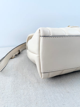 NWOT Tory Burch Kira Small Quilted Leather Top Handle Satchel Bag Cream