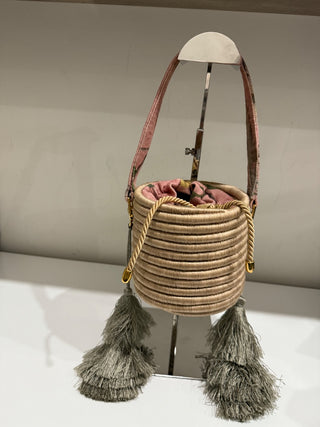 Maison Alma Paraiso Rose Bucket Handbag with Removable Strap