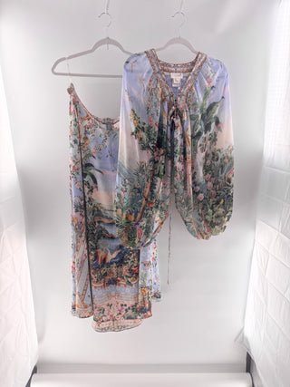 Camilla sisi society silk blouson top and matching skirt, M/L top / XXL bottom