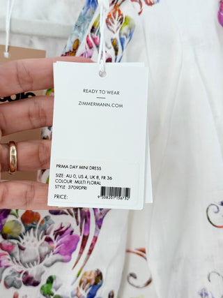 Zimmermann prima day mini linen dress, US 4