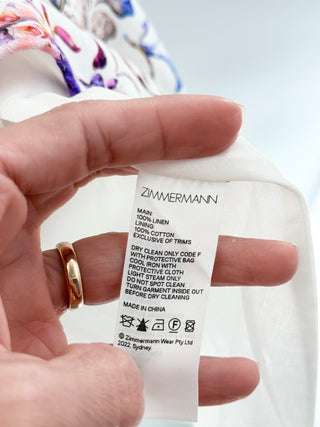 Zimmermann prima day mini linen dress, US 4