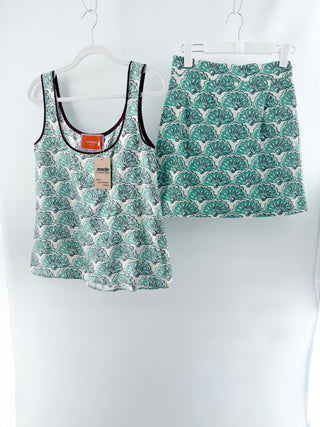 La double J matching set silk tank top and cotton blend mini skirt, S
