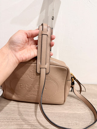 Prada leather camera bag long strap