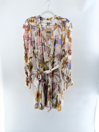 Zimmermann floral silk layered mini dress, 0 / S