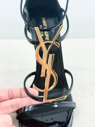 Saint Laurent cassandra 100 patent leather sandals, 39