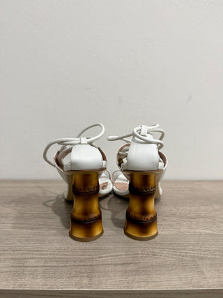 Gia Borghini Aquilone Bamboo-Heel Strappy Sandals White Women's Size 40 / US 9.5