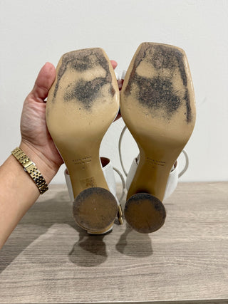 Gia Borghini Aquilone Bamboo-Heel Strappy Sandals White Women's Size 40 / US 9.5