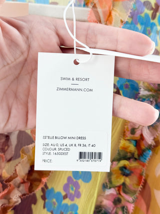 Zimmermann estelle billow mini dress, US 4