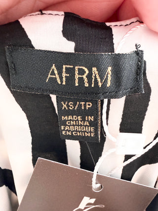 AFRM ruched jersey zebra print mini dress, XS