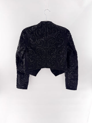 NWT Express Embellished Long Sleeve Crop Bolero Jacket Black Women's Size XS