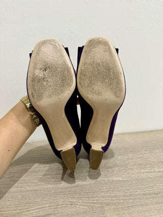 Miu Miu Suede Slip On Peep-Toe Pump Heels Purple Women's Size 39.5/ US 9.5