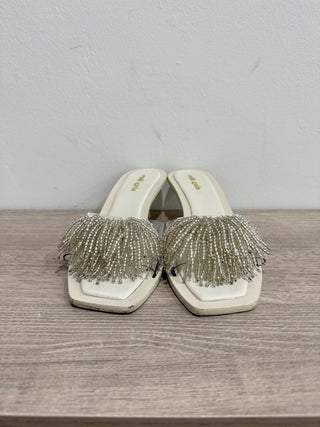 Cult Gaia Uma Kitten Heel Embellished Slide Sandals White Women's 36.5/ U 6.5