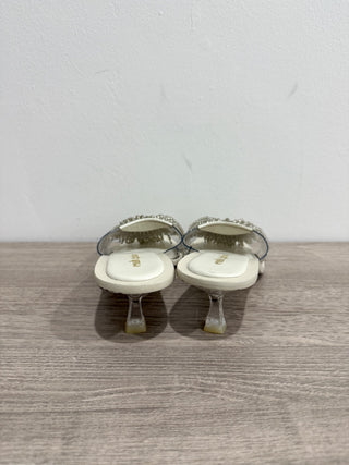 Cult Gaia Uma Kitten Heel Embellished Slide Sandals White Women's 36.5/ U 6.5