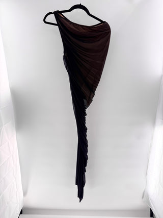 Norma Kamali asymmetrical ruched midi dress bodycon, S
