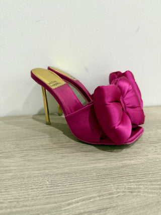 Jeffrey Campbell Bow-Down Slip On Pin-Heeled Mules Fuchsia Women's Size 6