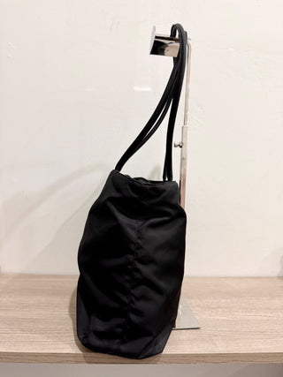 Prada Tessuto Nylon Shoulder Handbag with Zip Closure Black