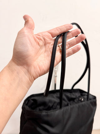 Prada Tessuto Nylon Shoulder Handbag with Zip Closure Black