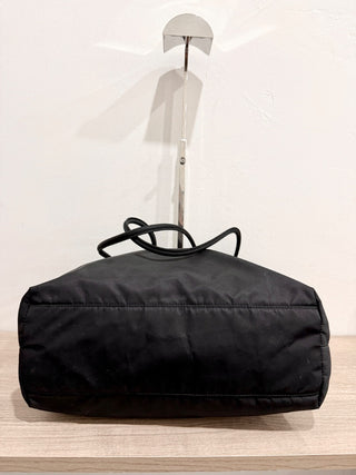 Prada Tessuto Nylon Shoulder Handbag with Zip Closure Black