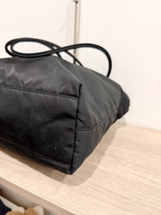 Prada Tessuto Nylon Shoulder Handbag with Zip Closure Black