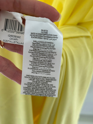BCBGMaxazria Embellished Asymmetric One Shoulder Long Dress Yellow Womens Size 6