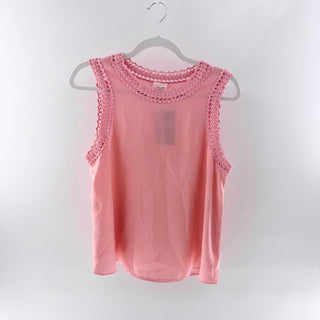 5a7 Cinq a Sept Ellina 100% Silk Sleeveless Lace Trim Tank Top Pink Womens Small