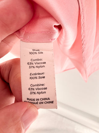 5a7 Cinq a Sept Ellina 100% Silk Sleeveless Lace Trim Tank Top Pink Womens Small