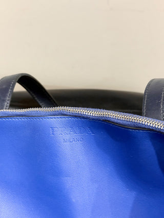 Prada large leather tote bag with contrast interior pouch