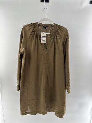 NWT Banana Republic Cotton Mini Shift Dress with Slip Olive Green Women's Large