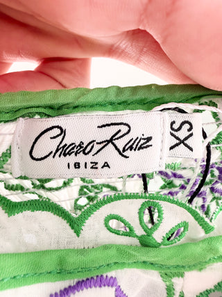 Charo Ruiz embroidered fit and flare short dress, XS
