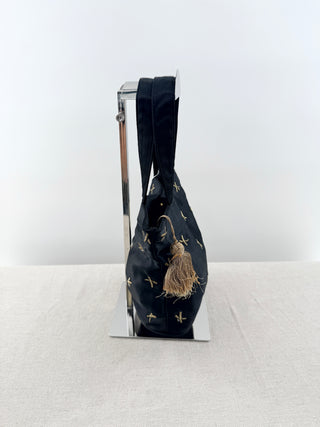 Paloma Picasso vintage silk embroidered top handle bag