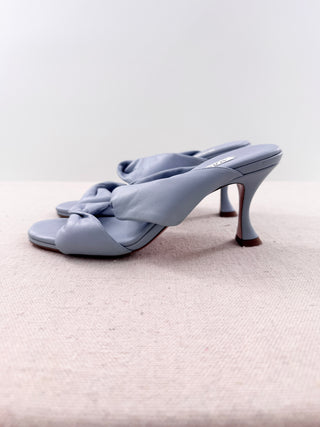 Aquazzura Leather Slip On Twist Strap Kitten Heel Mule Blue Women's Size EU 37