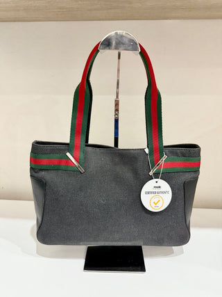 Gucci vintage canvas and leather top handle bag