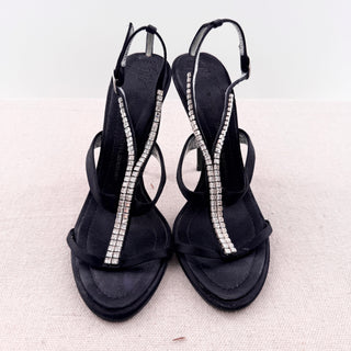 Giuseppe Zanotti Crystal Embellished Stilettos Heel Slingback Sandals Black EU 38
