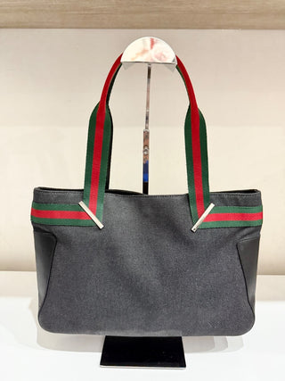 Gucci vintage canvas and leather top handle bag