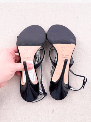 Giuseppe Zanotti Crystal Embellished Stilettos Heel Slingback Sandals Black EU 38