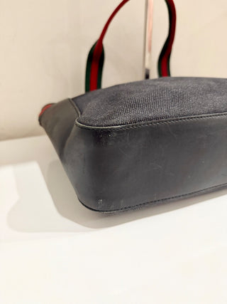 Gucci vintage canvas and leather top handle bag