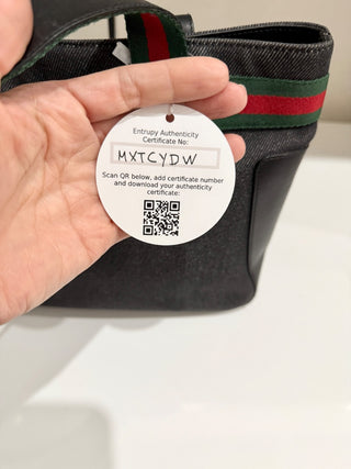 Gucci vintage canvas and leather top handle bag