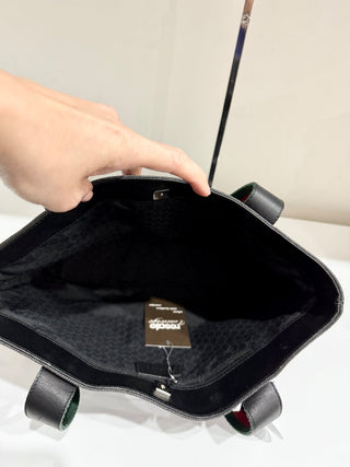 Gucci vintage canvas and leather top handle bag