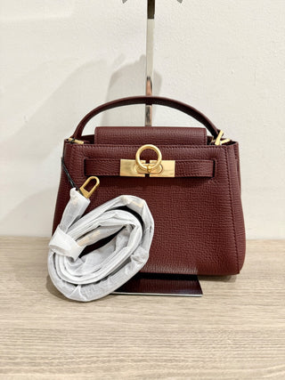 NWT Parisa Wang Madison Micro Top Handle Bag with Crossbody Strap Burgundy